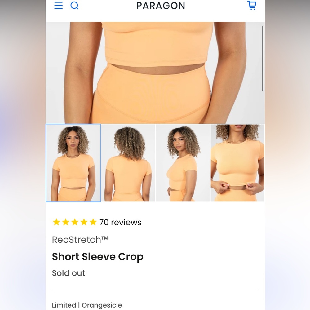 PARAGON Orangesicle Short Sleeve Crop Top